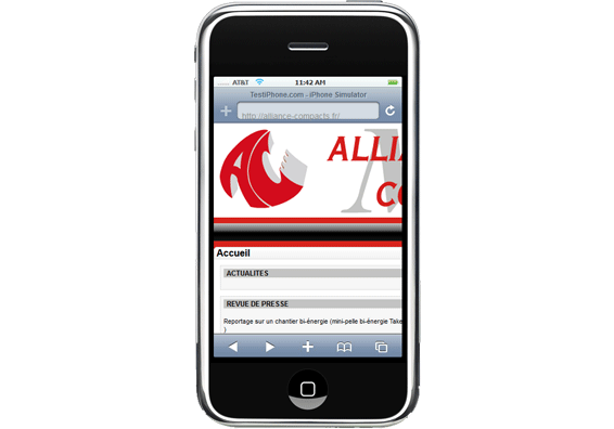 The original Alliance Compacts website on the iPhone