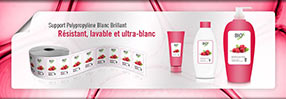 étiquettes polypropylène blanc brillant
