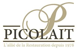 le nouveau logo de la société Picolait réflète les nouveaux produits distribuées à destination des professionnels de la restauration, avec une image  traiteur de luxe